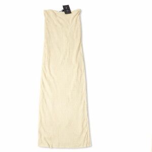 [NWT] 90’s Vintage Calvin Klein Butter Yellow Knit Full Length Tube Dress